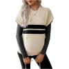 image:imageMakeMeChic Womens Maternity Sweater Striped Crew Neck Cap Sleeve Pregnancy PulloversApricot