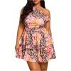 image:imageMakeMeChic Womens Plus Size Cocktail Dress Fall Asymmetrical Mini Dress Ruffle Party DressesMulticolor