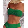 image:imageMakeMeChic Womens Twist Bandeau Solid Ruched Strapless Swimsuit Bikini TopGreen