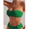 image:imageMakeMeChic Womens Twist Bandeau Solid Ruched Strapless Swimsuit Bikini TopGreen
