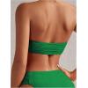 image:imageMakeMeChic Womens Twist Bandeau Solid Ruched Strapless Swimsuit Bikini TopGreen