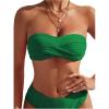 image:imageMakeMeChic Womens Twist Bandeau Solid Ruched Strapless Swimsuit Bikini TopGreen