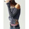 image:imageMakeMeChic Womens Asymmetrical One Shoulder Top Punk Y2k Streetwear Tops Long Sleeve T ShirtsDark Grey