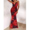 image:imageMakeMeChic Womens Sheer Cheetah Maxi Dress Backless Criss Cross Floral Beach Coverup DressDark Red