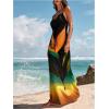 image:imageMakeMeChic Womens Sheer Cheetah Maxi Dress Backless Criss Cross Floral Beach Coverup DressGreen Multi