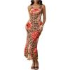 image:imageMakeMeChic Womens Sheer Cheetah Maxi Dress Backless Criss Cross Floral Beach Coverup DressMulticolor