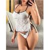 image:imageMakeMeChic Womens Floral Lace Tankini Swimsuits Criss Cross Tie Side Bathing SuitWhite