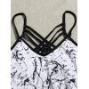 image:imageMakeMeChic Womens Tankini Set Hanky Hem Top Swim Shorts Bikini Set Swimsuit Bathing Suit Black and White XL