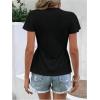 image:imageMakeMeChic Boho Tops V Neck T Shirts Lace Trim Short Sleeve Summer Tunic Top Flowy Casual BlousesBlack