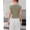 image:imageMakeMeChic Womens Asymmetrical Neck Tee Shirt Draped Front Ruched Cap Sleeve TopGrey