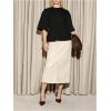 image:imageMakeMeChic Womens Babydoll Fall Tops Crew Neck Half Sleeve Blouse Shirts Ruffle Hem Going Out TopsBlack