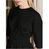 image:imageMakeMeChic Womens Babydoll Fall Tops Crew Neck Half Sleeve Blouse Shirts Ruffle Hem Going Out TopsBlack