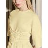 image:imageMakeMeChic Womens Babydoll Fall Tops Crew Neck Half Sleeve Blouse Shirts Ruffle Hem Going Out TopsYellow