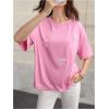 image:imageMakeMeChic Womens Bow Crew Neck T Shirt Short Sleeve Oversized Y2k Tee Tops StreetwearPink