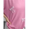 image:imageMakeMeChic Womens Bow Crew Neck T Shirt Short Sleeve Oversized Y2k Tee Tops StreetwearPink