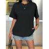 image:imageMakeMeChic Womens Butterfly Hollow Out T Shirt Short Sleeve Crew Neck Summer Tee TopBlack