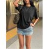 image:imageMakeMeChic Womens Butterfly Hollow Out T Shirt Short Sleeve Crew Neck Summer Tee TopBlack