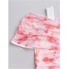 image:imageMakeMeChic Womens Floral Tie Dye Tee Cold Shoulder Ruched Short Sleeve Crop TopsPink
