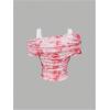 image:imageMakeMeChic Womens Floral Tie Dye Tee Cold Shoulder Ruched Short Sleeve Crop TopsPink