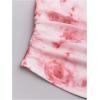 image:imageMakeMeChic Womens Floral Tie Dye Tee Cold Shoulder Ruched Short Sleeve Crop TopsPink