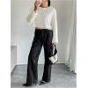 image:imageMakeMeChic Womens Fuzzy Crew Neck T Shirt Long Sleeve Going Out Crop TopsWhite