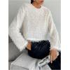 image:imageMakeMeChic Womens Fuzzy Crew Neck T Shirt Long Sleeve Going Out Crop TopsWhite