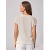 image:imageMakeMeChic Womens Going Out Contrast Lace Crew Neck Tee Tops Textured Short Sleeve T ShirtApricot