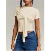 image:imageMakeMeChic Womens Knit Cap Sleeve Tops Mock Neck Shirts Slim Fitted Going Out Tees Y2k Clothes 2025Apricot
