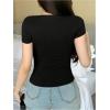 image:imageMakeMeChic Womens Knit Cap Sleeve Tops Mock Neck Shirts Slim Fitted Going Out Tees Y2k Clothes 2025Black