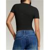 image:imageMakeMeChic Womens Knit Cap Sleeve Tops Mock Neck Shirts Slim Fitted Going Out Tees Y2k Clothes 2025Black B