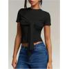 image:imageMakeMeChic Womens Knit Cap Sleeve Tops Mock Neck Shirts Slim Fitted Going Out Tees Y2k Clothes 2025Black B