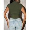 image:imageMakeMeChic Womens Knit Cap Sleeve Tops Mock Neck Shirts Slim Fitted Going Out Tees Y2k Clothes 2025Green