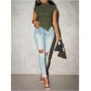image:imageMakeMeChic Womens Knit Cap Sleeve Tops Mock Neck Shirts Slim Fitted Going Out Tees Y2k Clothes 2025Green