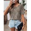 image:imageMakeMeChic Womens Leopard Print T Shirt Criss Cross Crew Neck Twist Short Sleeve Summer Tee TopMulticolor