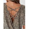image:imageMakeMeChic Womens Leopard Print T Shirt Criss Cross Crew Neck Twist Short Sleeve Summer Tee TopMulticolor
