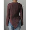 image:imageMakeMeChic Womens Long Sleeve Tops Y2k Casual Fall Sweater Off Shoulder Asymmetrical Knit Fitted ShirtsBrown
