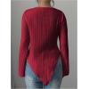 image:imageMakeMeChic Womens Long Sleeve Tops Y2k Casual Fall Sweater Off Shoulder Asymmetrical Knit Fitted ShirtsBurgundy