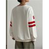 image:imageMakeMeChic Womens Number Print Oversized Sweatshirt V Neck Stripe Long Sleeve Y2k Pullovers TopRed