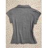 image:imageMakeMeChic Womens Number Print Tee Tops Button Front Short Sleeve Vintage 90s Summer ShirtGrey