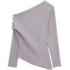 image:imageMakeMeChic Womens Off The Shoulder T Shirt Asymmetrical Ruched Long Sleeve Y2k TopsGrey
