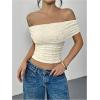 image:imageMakeMeChic Womens Off The Shoulder Tops Y2k Trendy Summer Going Out TopsWhite