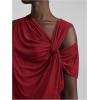 image:imageMakeMeChic Womens One Shoulder Tank Tops Sleeveless Asymmetrical Neck Ruched Twist Front Going Out TopsBurgundy