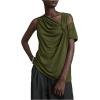 image:imageMakeMeChic Womens One Shoulder Tank Tops Sleeveless Asymmetrical Neck Ruched Twist Front Going Out TopsGreen