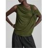image:imageMakeMeChic Womens One Shoulder Tank Tops Sleeveless Asymmetrical Neck Ruched Twist Front Going Out TopsGreen