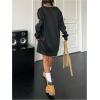 image:imageMakeMeChic Womens Oversized Jersey Dress Y2K Number Print V Neck Long Sleeve Pullover SweatshirtBlack