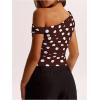 image:imageMakeMeChic Womens Polka Dots Asymmetrical Tops Going Out Y2k Crop TopsChocolate Brown