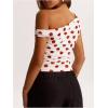 image:imageMakeMeChic Womens Polka Dots Asymmetrical Tops Going Out Y2k Crop TopsRed and White