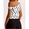 image:imageMakeMeChic Womens Polka Dots Asymmetrical Tops Going Out Y2k Crop TopsWhite