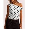 image:imageMakeMeChic Womens Polka Dots Asymmetrical Tops Going Out Y2k Crop TopsWhite