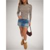 image:imageMakeMeChic Womens Striped Boat Neck T Shirt Long Sleeve Knit Going Out TopsBrown